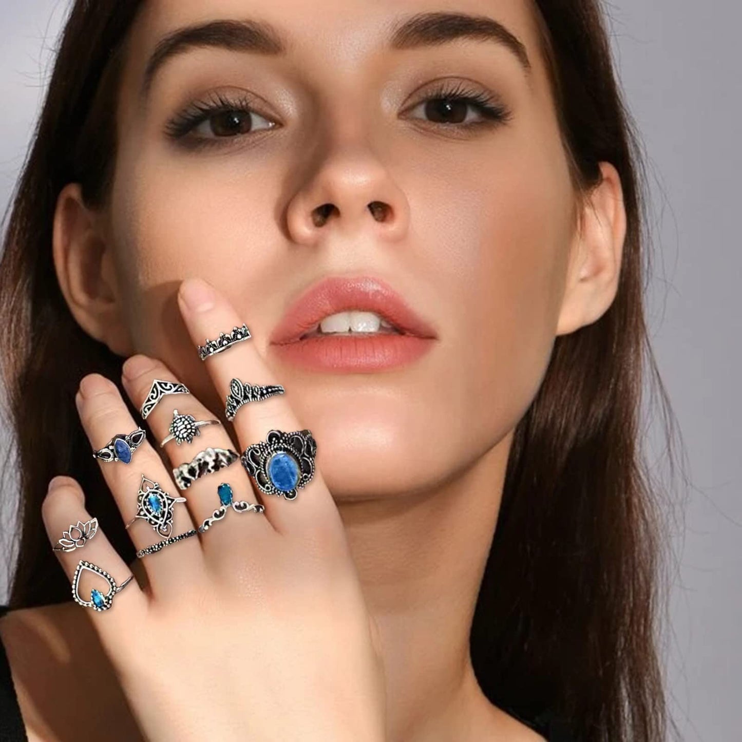 JSJOY Gold Stacking Rings for Women Butterfly Knuckle Rings Snake Rings Moon Star Rings Heart Stacking Rings for Girls