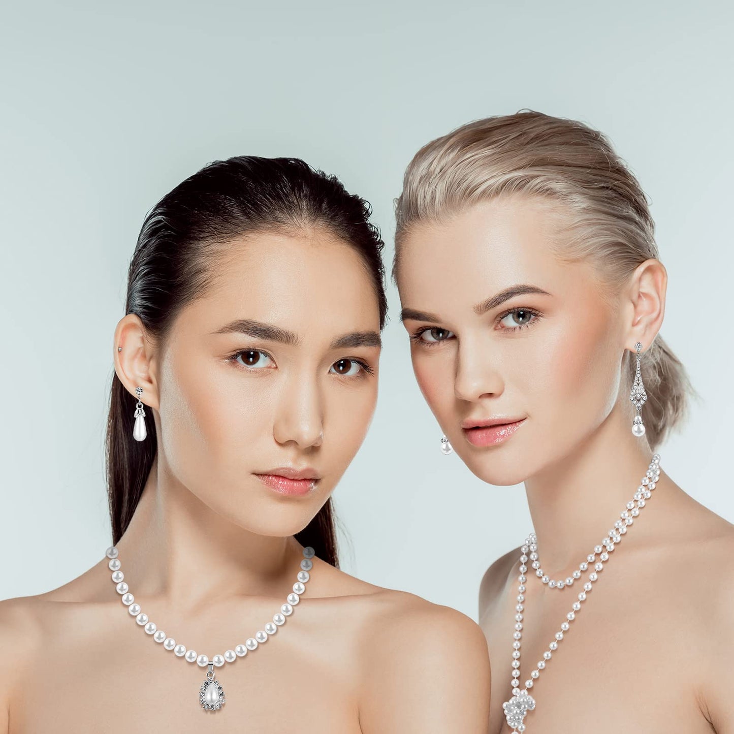 8 Pcs Pearl Necklace Pearl Earrings Pearl Bracelet Set fashion Simulated Pearls Accessories Wedding Pearl Jewelry Set Christmas Gift for Women Mom Wife