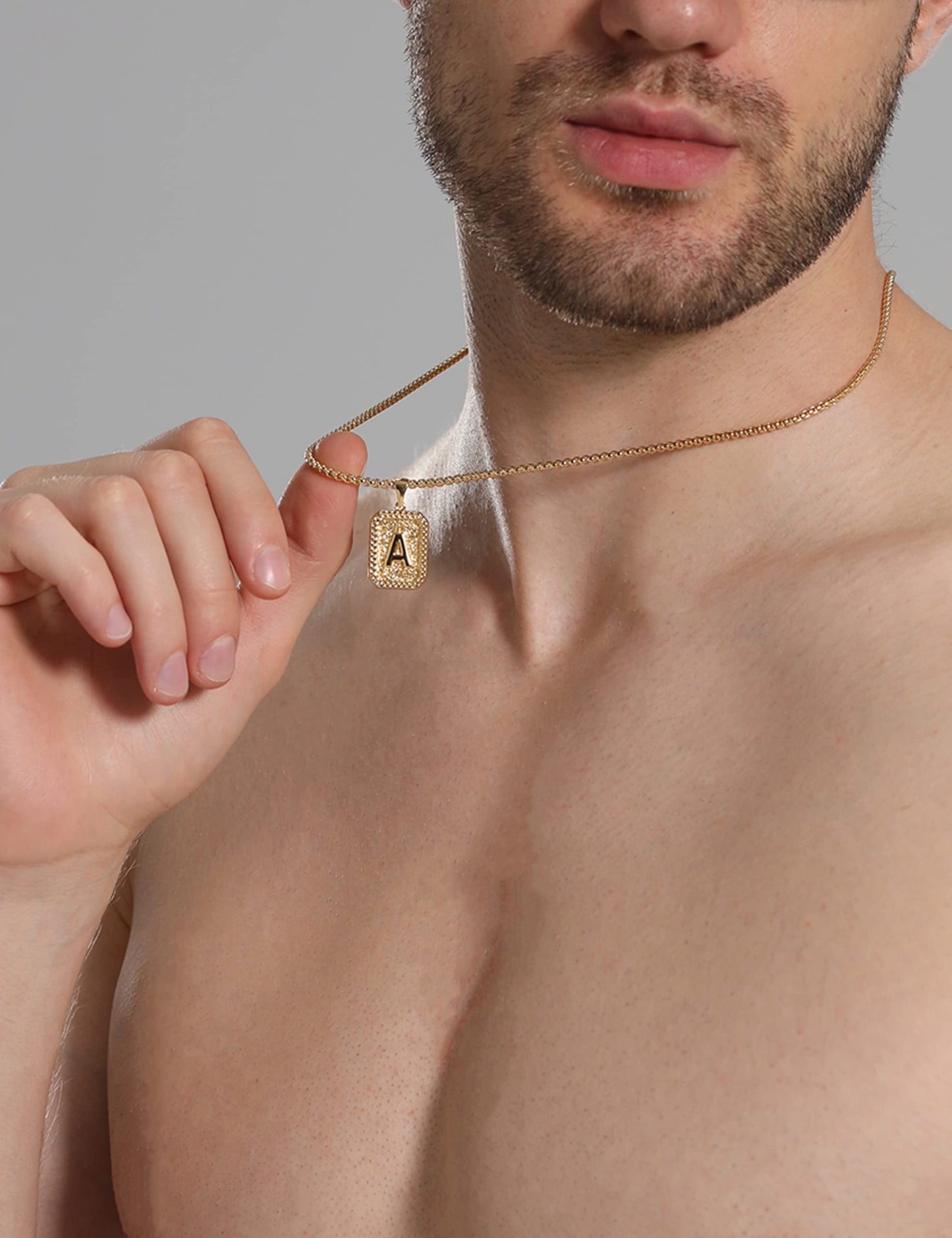 Initial Letter Pendant Necklace for Men Women Sterling Silver/Gold Plated Box Chain Necklace 20 Inches Initial Necklaces for Men Holiday gifts