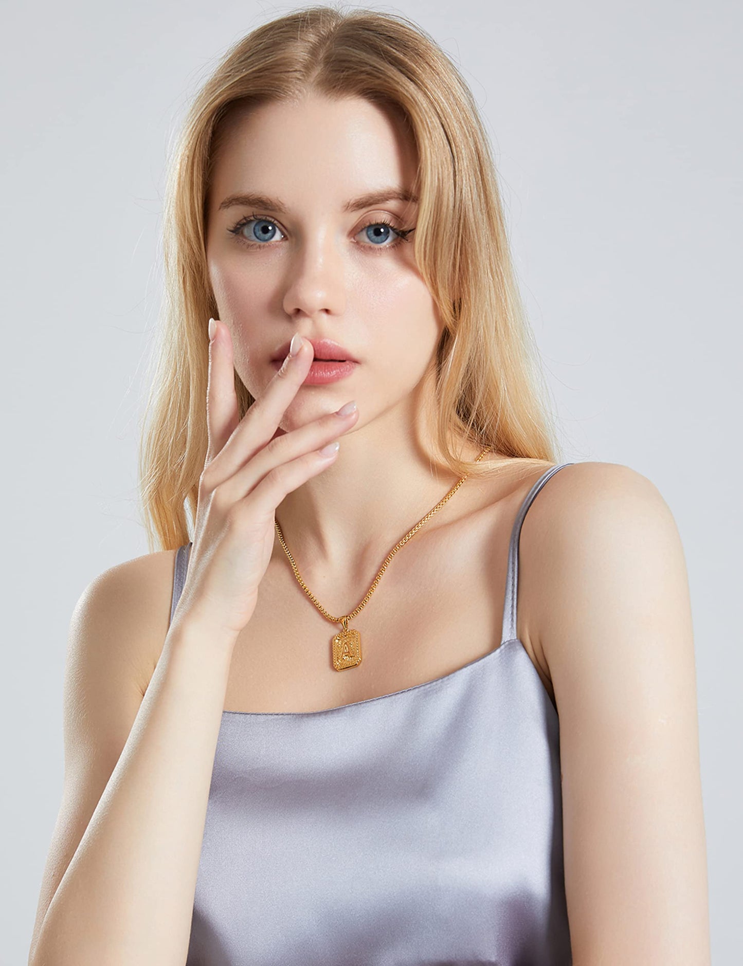 Initial Letter Pendant Necklace for Men Women Sterling Silver/Gold Plated Box Chain Necklace 20 Inches Initial Necklaces for Men Holiday gifts