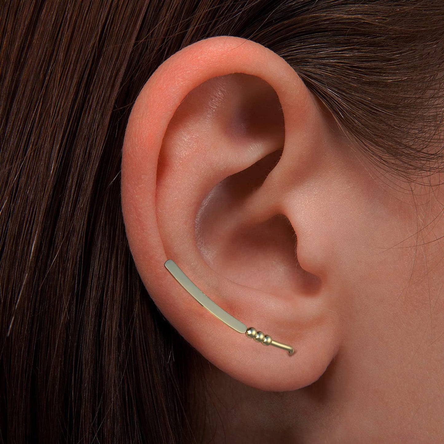JSJOY Earrings Sterling Silver Ear Climbers Long Curved Bar Studs Ear crawlers,Ear Jackets