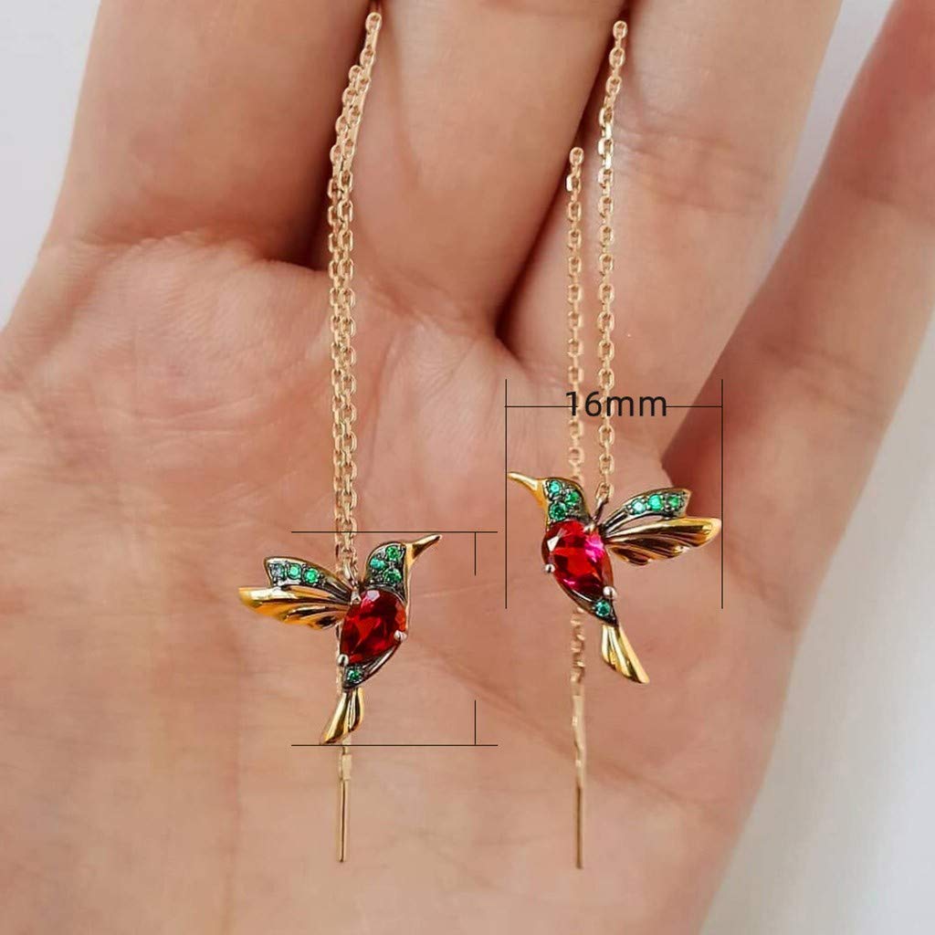 Hummingbird Earrings Rhinestone Chain Tassel Earring Lady Earchain Jewelry Fashionable Earrings Dangling Women Girls Valentine's Day Birthday Gifts