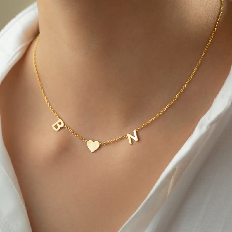 JSJOY Custom Initial Necklace, Personalized Name Necklaces for Women 14K Gold Plated Letter Necklace Name Necklace Mama Necklace | Graduation Gifts Birthday Gifts for Women Girl