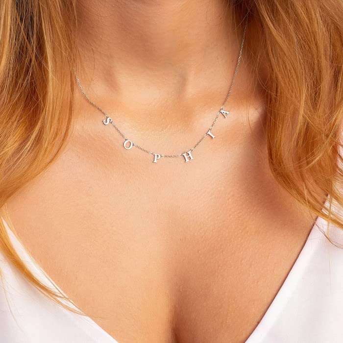 JSJOY Custom Initial Necklace, Personalized Name Necklaces for Women 14K Gold Plated Letter Necklace Name Necklace Mama Necklace | Graduation Gifts Birthday Gifts for Women Girl