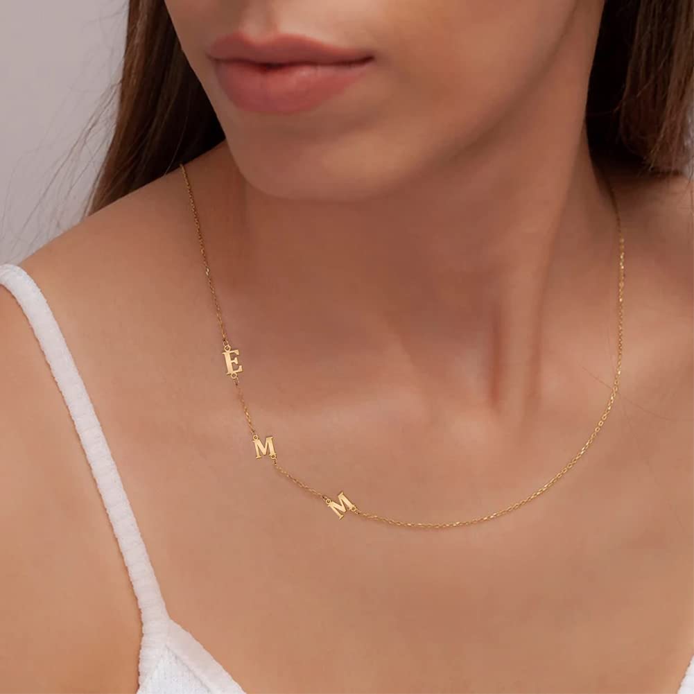 JSJOY Custom Initial Necklace, Personalized Name Necklaces for Women 14K Gold Plated Letter Necklace Name Necklace Mama Necklace | Graduation Gifts Birthday Gifts for Women Girl