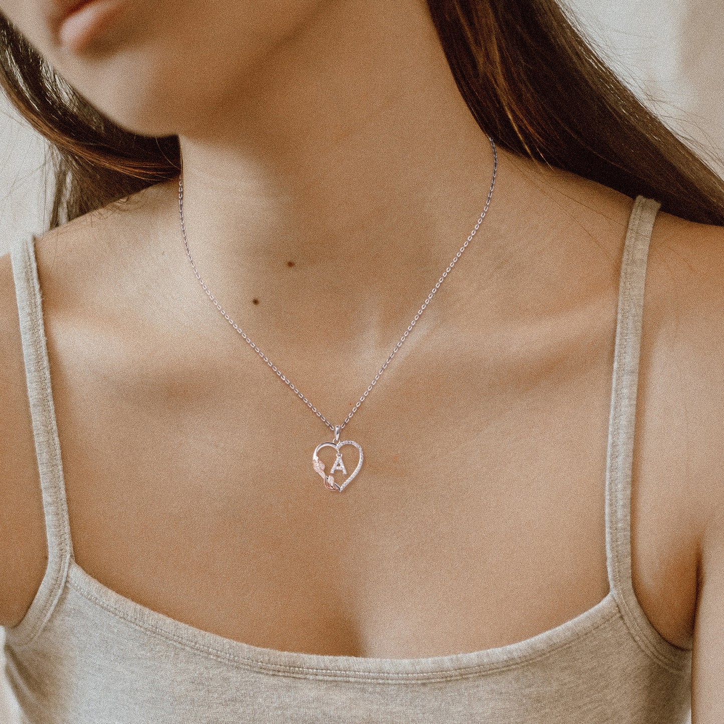 JSJOY Rose Heart Necklaces Gifts for Women Heart Initial Letter Pendant Necklaces Jewelry Anniversary Valentines Day Gifts for Her Mothers Day Birthday Gifts for Women Girls