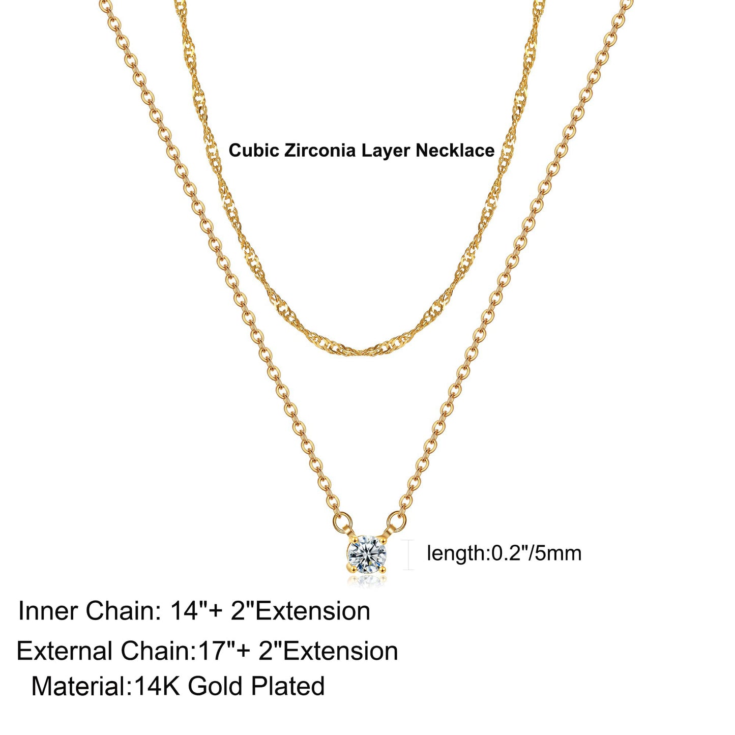 JSJOY Layered necklace Diamond Necklaces for Women Dainty Gold Necklace 14k Gold Plated Long Lariat Simple Gold CZ Diamond Choker for Women Trendy Gold Necklace Jewelry Gifts for Girls