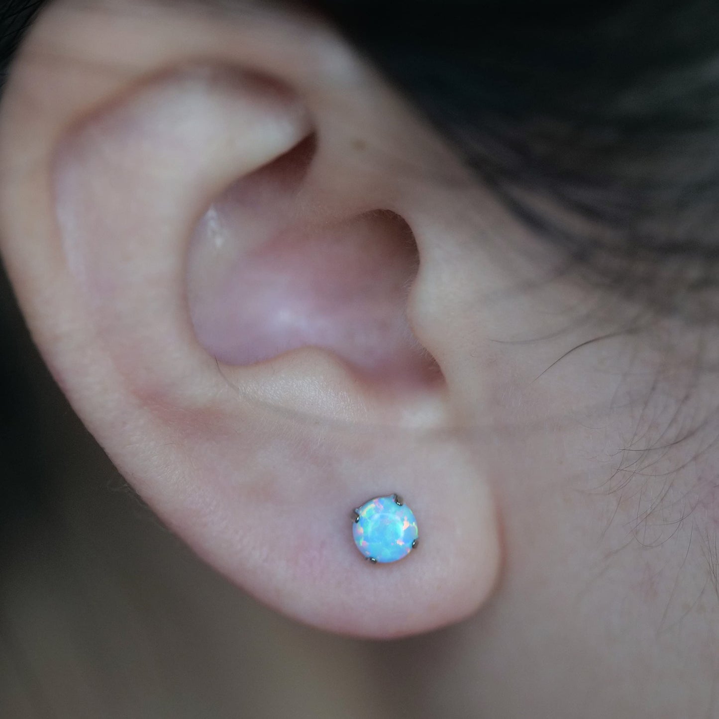 Opal/Moonstone Cat's Eye Blue Turquoise Stud Earrings Pure Titanium Hypoallergenic Earrings Stud Earrings Implant Grade Delicate Jewelry For Sensitive Ears