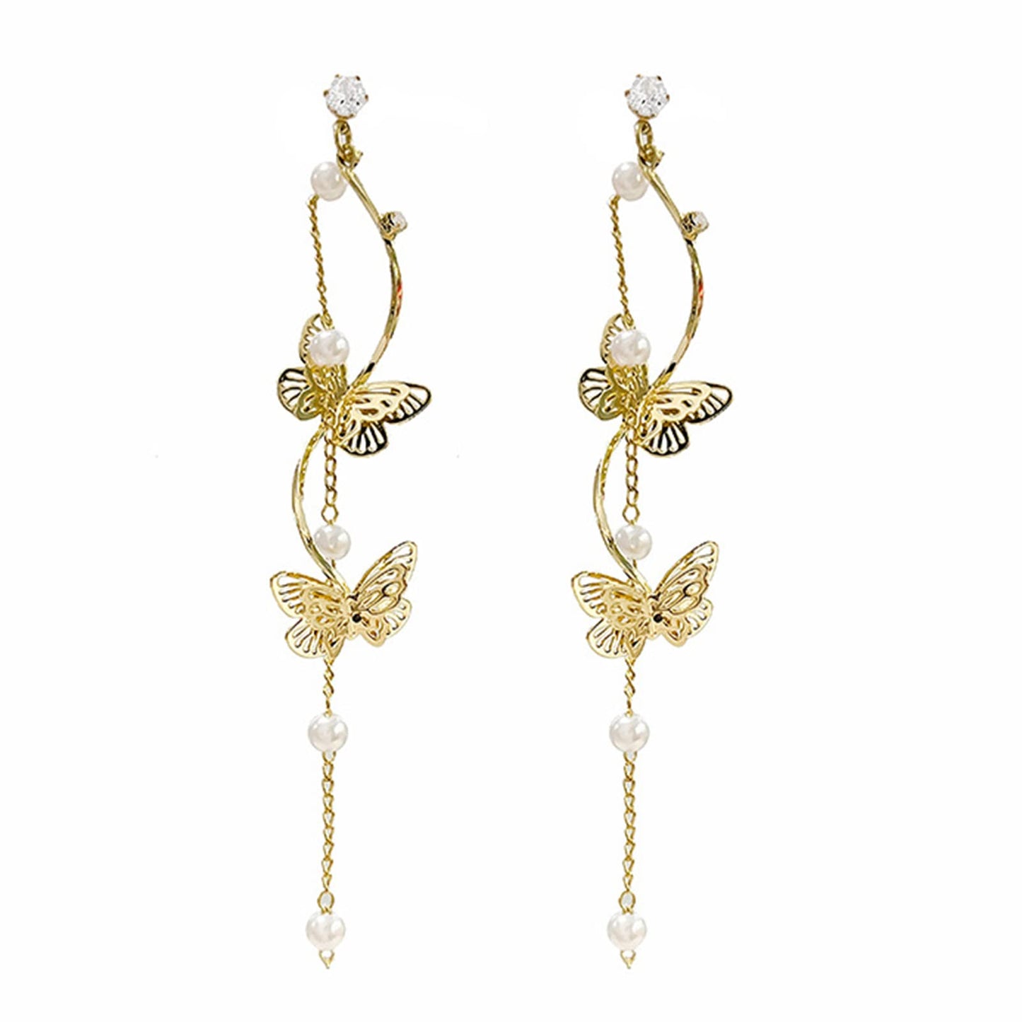 Hummingbird Earrings Rhinestone Chain Tassel Earring Lady Earchain Jewelry Fashionable Earrings Dangling Women Girls Valentine's Day Birthday Gifts