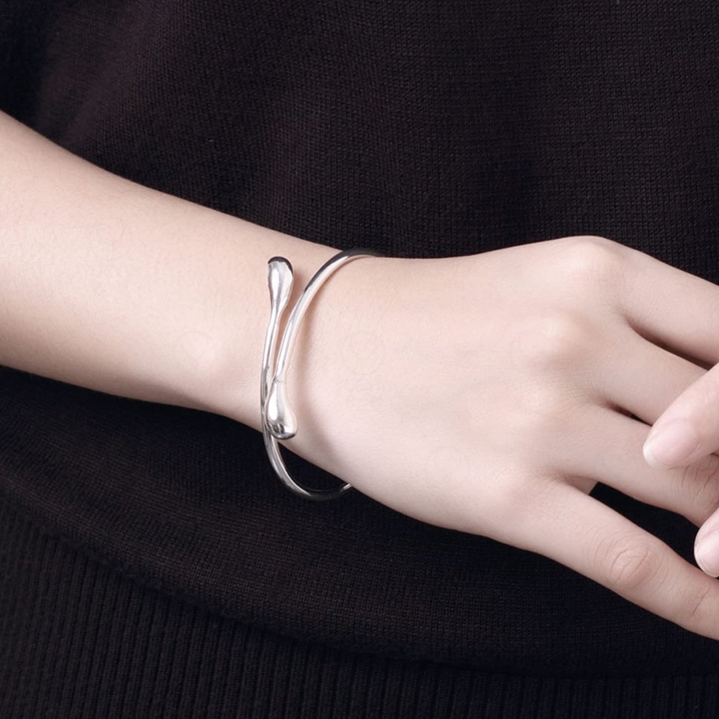 JSJOY Handmade Bracelet for Women 925 Sterling Silver Bangle Bracelet with Gift Box Braided Cuff Bracelet Wrap Birthday Gifts