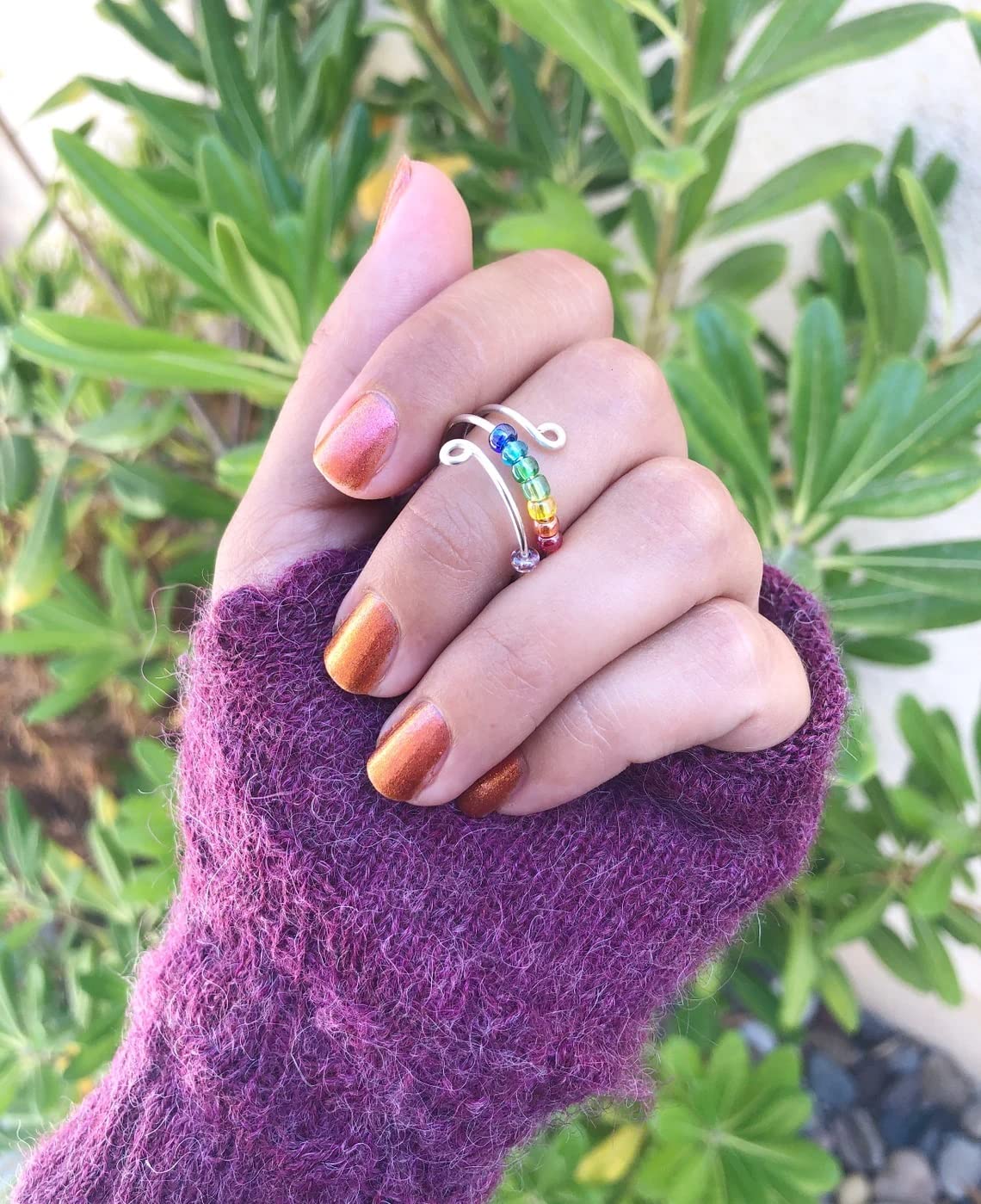 To My Daughter Fidget Ring for Anxiety Adjustable Stacking RING Fidget Rings for Anxiety for Women Anxiety Relief Rainbow Fidget Ring Jewelry Gifts