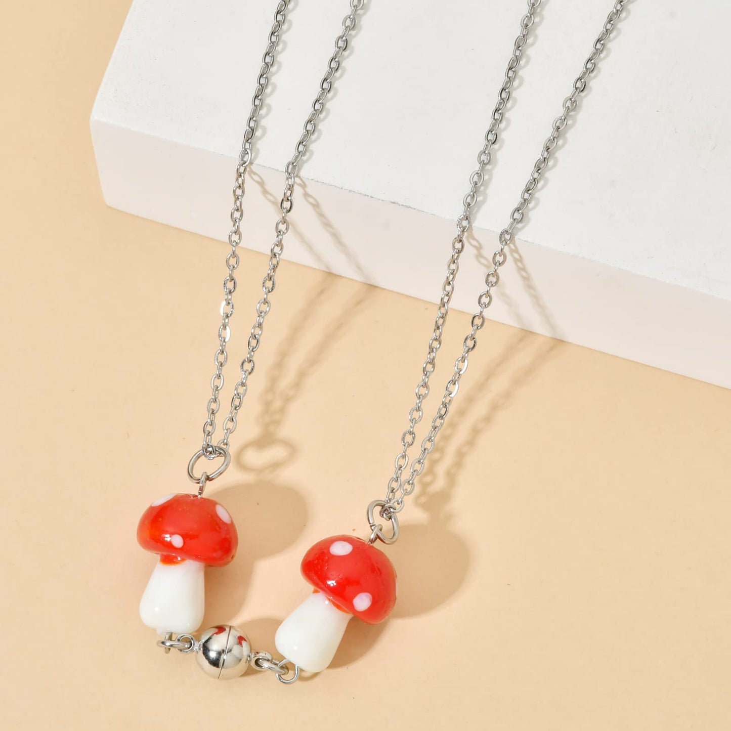 JSJOY Magnetic Mushroom Necklaces Cute Friendship Birthday Gifts for Women Teen Girls BFF Jewlery for Best Friends Bestie Sister