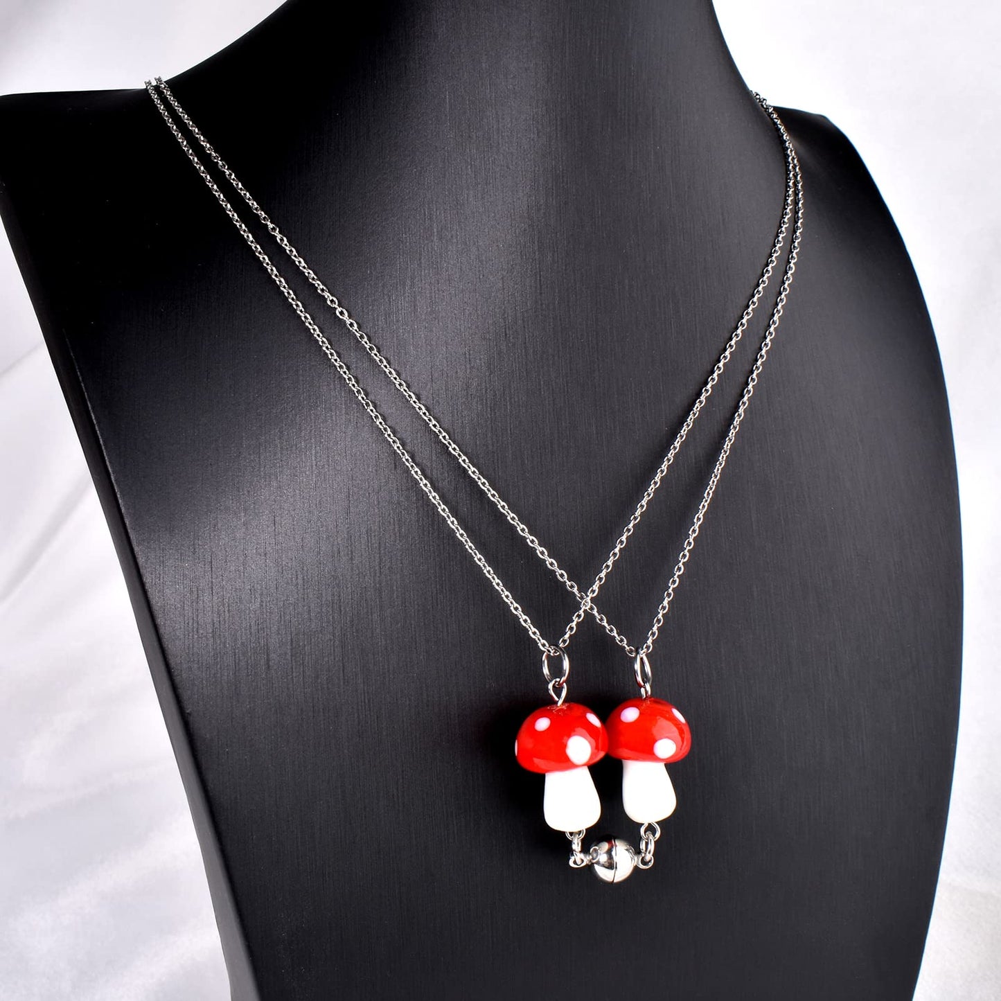 JSJOY Magnetic Mushroom Necklaces Cute Friendship Birthday Gifts for Women Teen Girls BFF Jewlery for Best Friends Bestie Sister