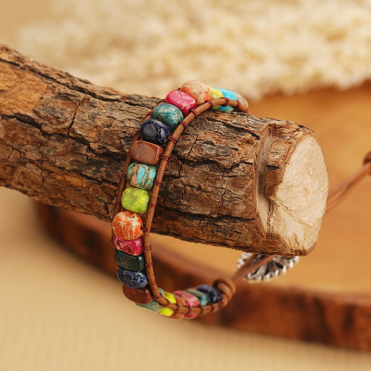 JSJOY Natural stone bracelet for Women,Handmade Healing Crystal Jasper Beads Bracelet with Tree of Life Button Women Jewelry Gifts