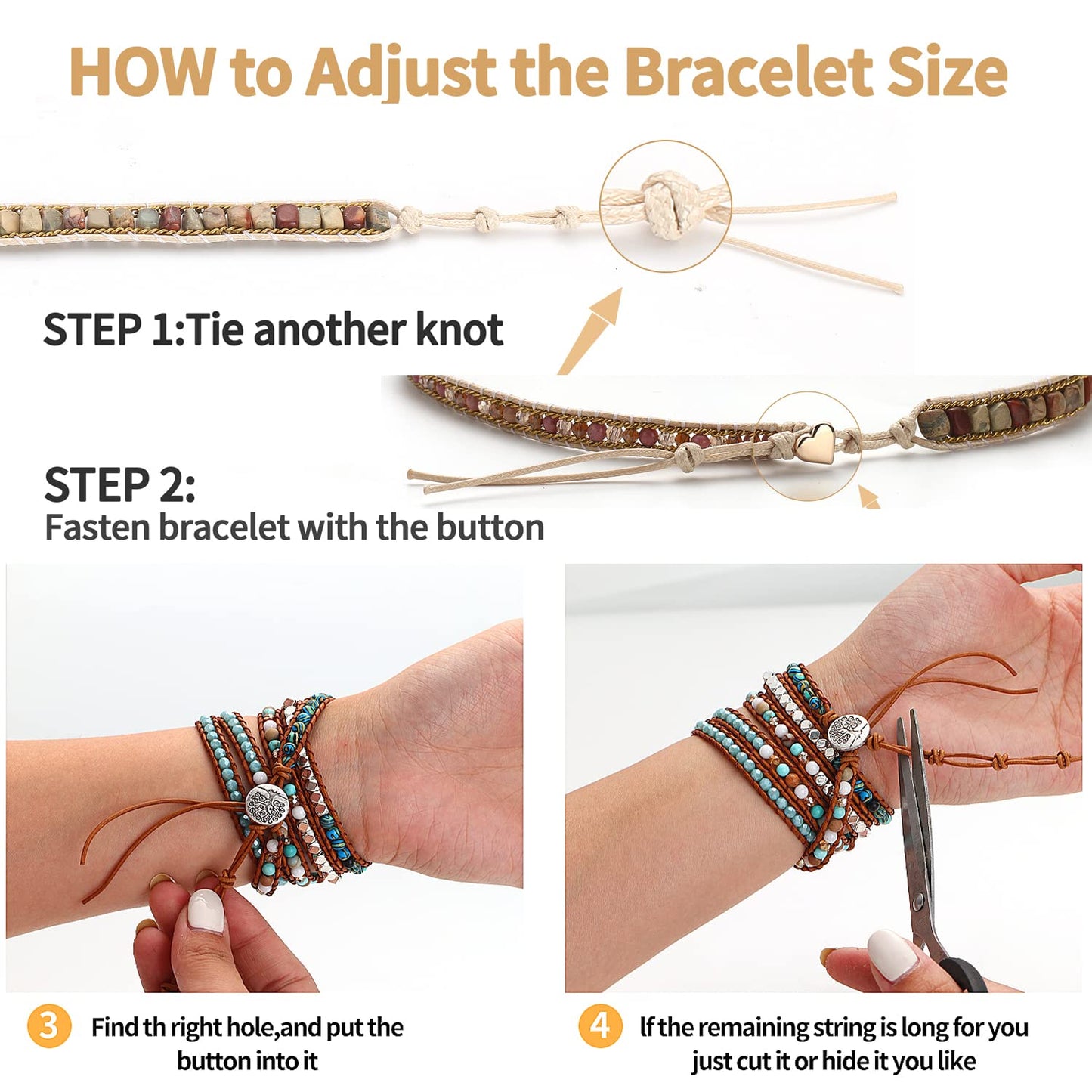 JSJOY Natural stone bracelet for Women,Handmade Healing Crystal Jasper Beads Bracelet with Tree of Life Button Women Jewelry Gifts