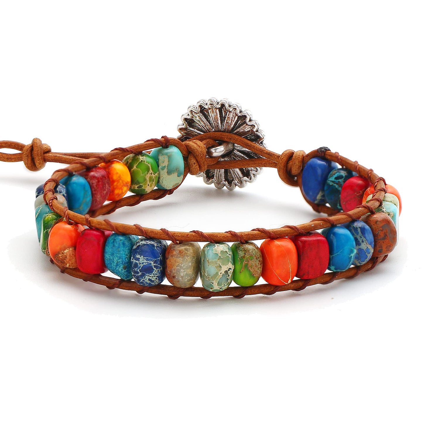 JSJOY Natural stone bracelet for Women,Handmade Healing Crystal Jasper Beads Bracelet with Tree of Life Button Women Jewelry Gifts