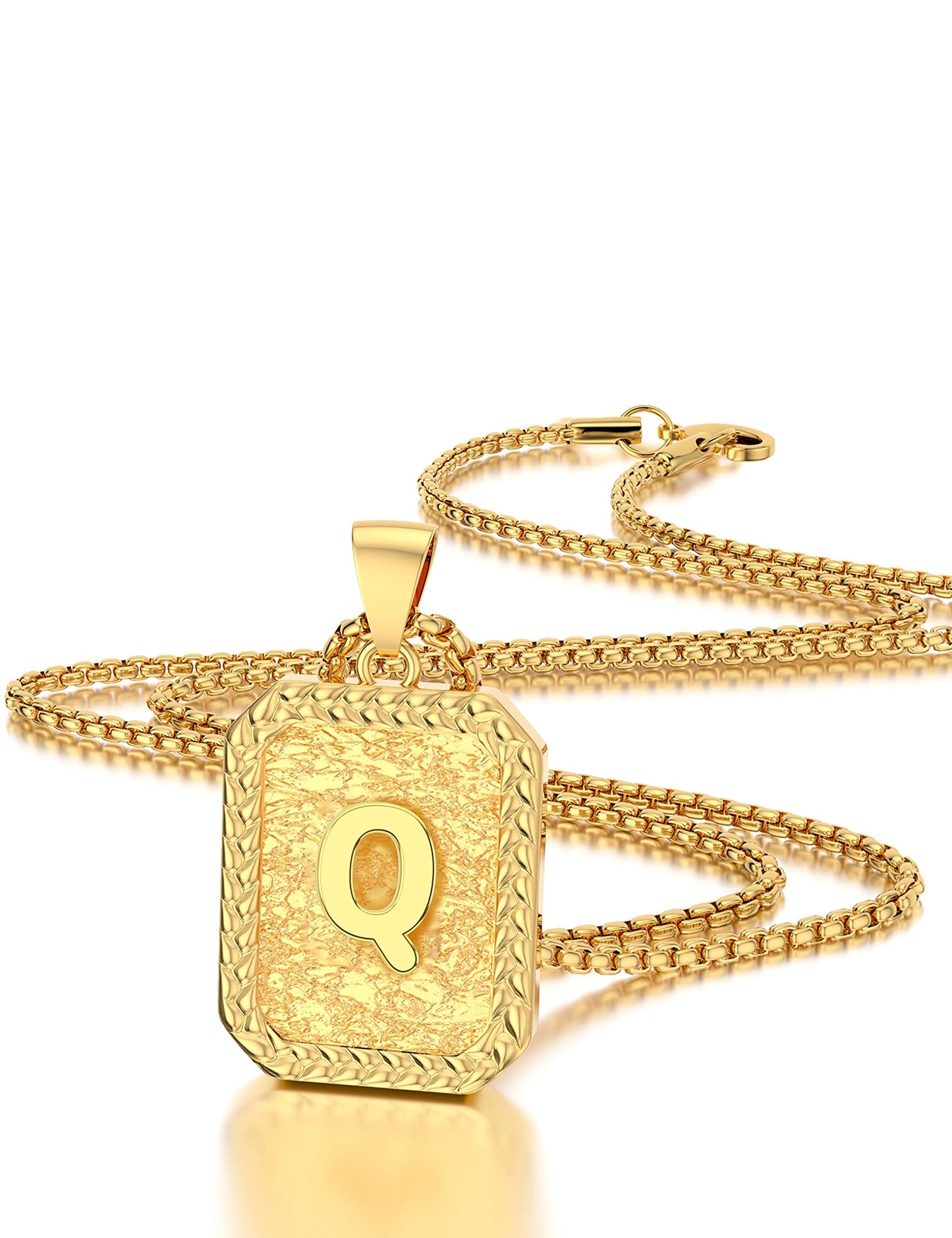 Initial Letter Pendant Necklace for Men Women Sterling Silver/Gold Plated Box Chain Necklace 20 Inches Initial Necklaces for Men Holiday gifts
