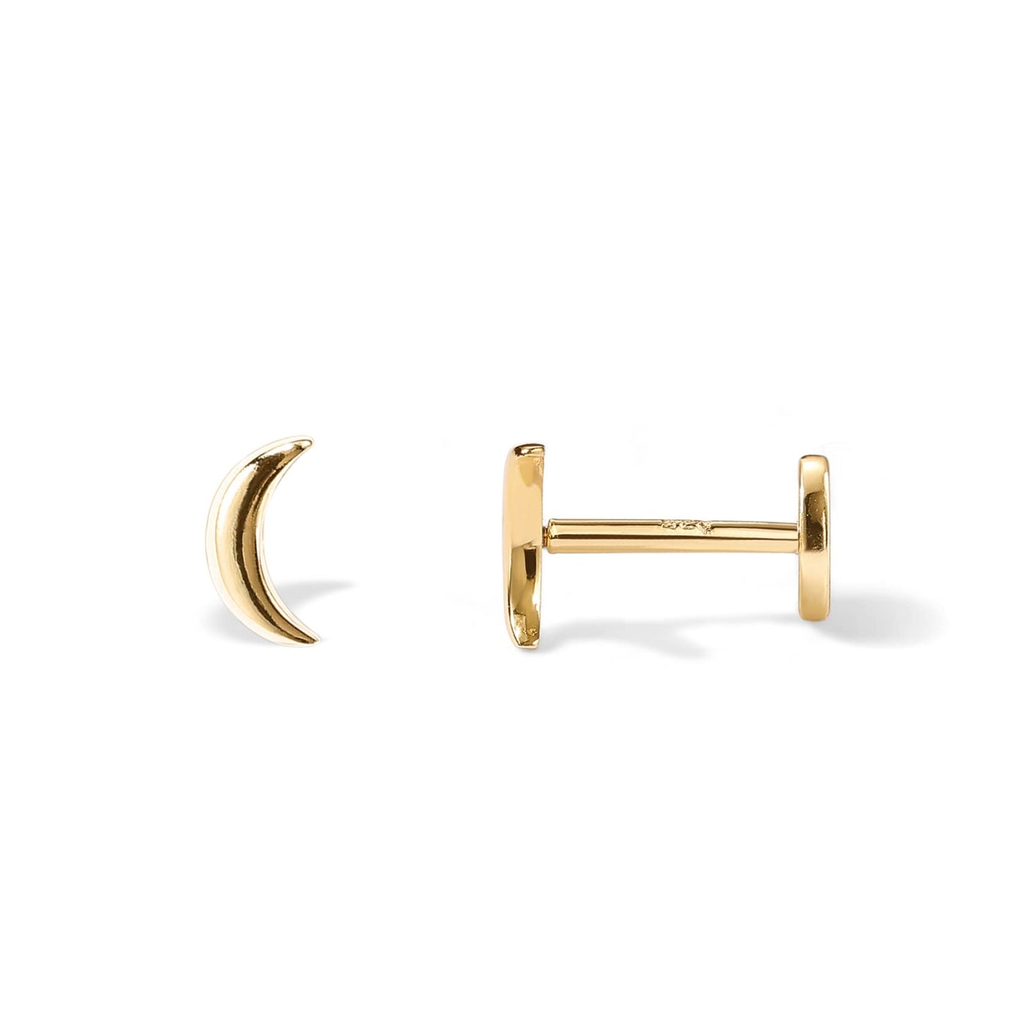 JSJOY 14K Gold Plated Solid 925 Sterling Silver Post Flat Back Stud Earrings for Women Cartilage Helix Piercing