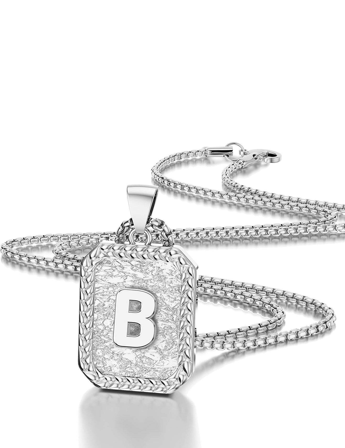 Initial Letter Pendant Necklace for Men Women Sterling Silver/Gold Plated Box Chain Necklace 20 Inches Initial Necklaces for Men Holiday gifts