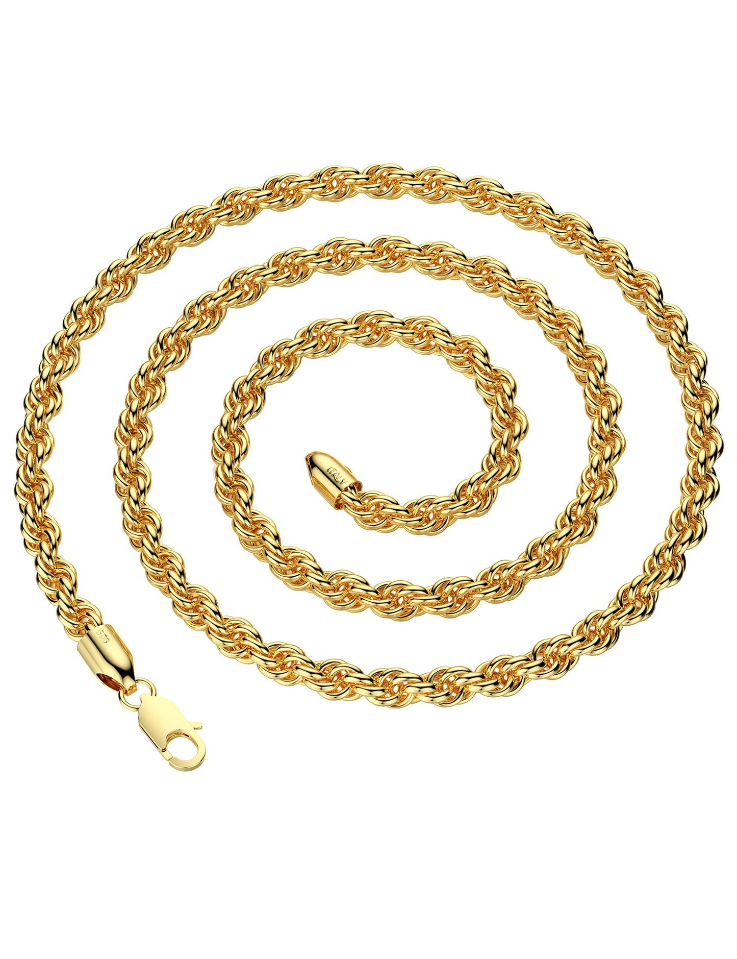 JSJOY 925 Sterling Silver Necklace Rope Chain Lobster Clasp 2/2.5/3/4/5mm Gold/Silver Chain for Men Women Silver Necklace Chain 16-30 Inches