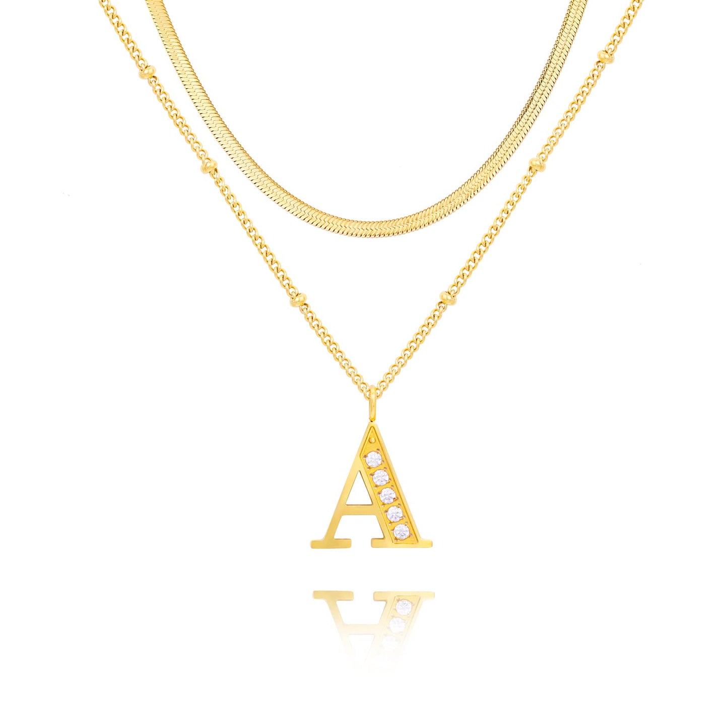 Dainty Gold Initial Necklaces For Women Trendy 14K Gold Chain Layered For Women With Initial Pendant Necklace Personalized Diamond Letter Necklace Jewelry For Women gift