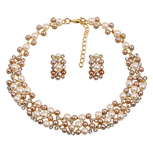 Sets Kit Gift Pearl Gold Plated Simple Elegant Bridal necklace earring fashion Jewelry