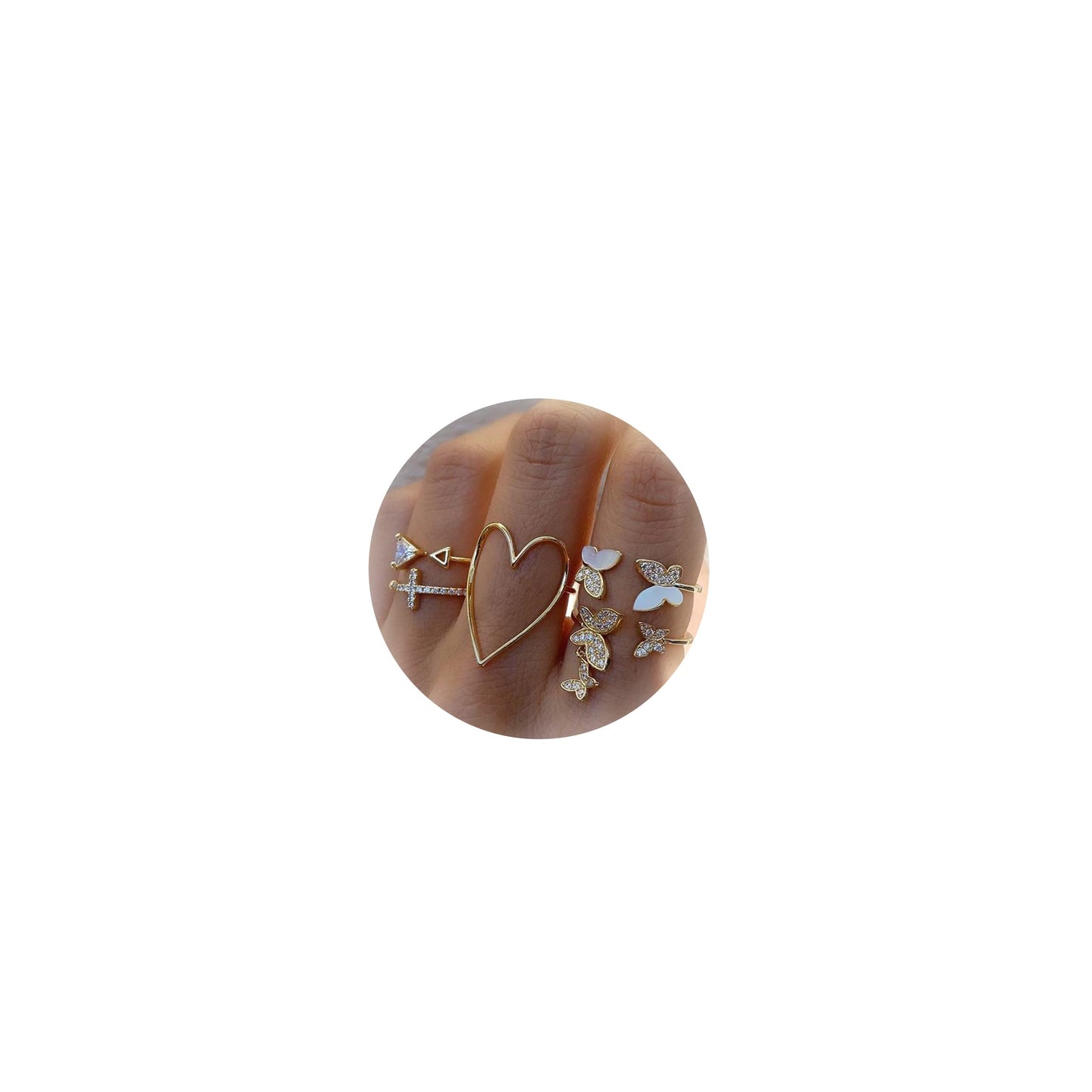 JSJOY Gold Stacking Rings for Women Butterfly Knuckle Rings Snake Rings Moon Star Rings Heart Stacking Rings for Girls