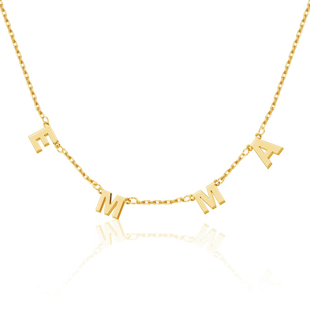 JSJOY Custom Initial Necklace, Personalized Name Necklaces for Women 14K Gold Plated Letter Necklace Name Necklace Mama Necklace | Graduation Gifts Birthday Gifts for Women Girl