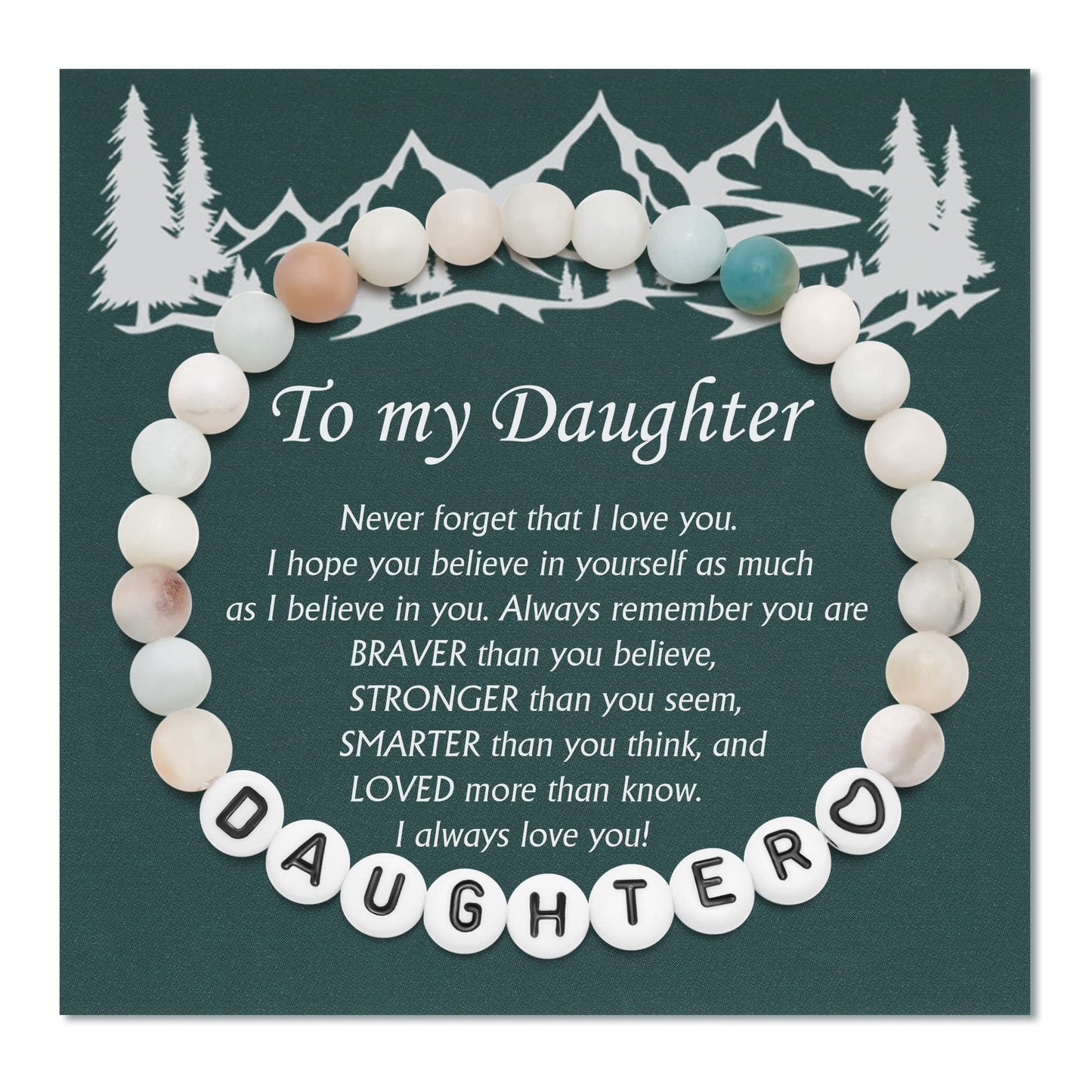Letter Natural Stone Bracelet Christmas Birthday Valentine Mother's Day Gifts for Women Girls Men