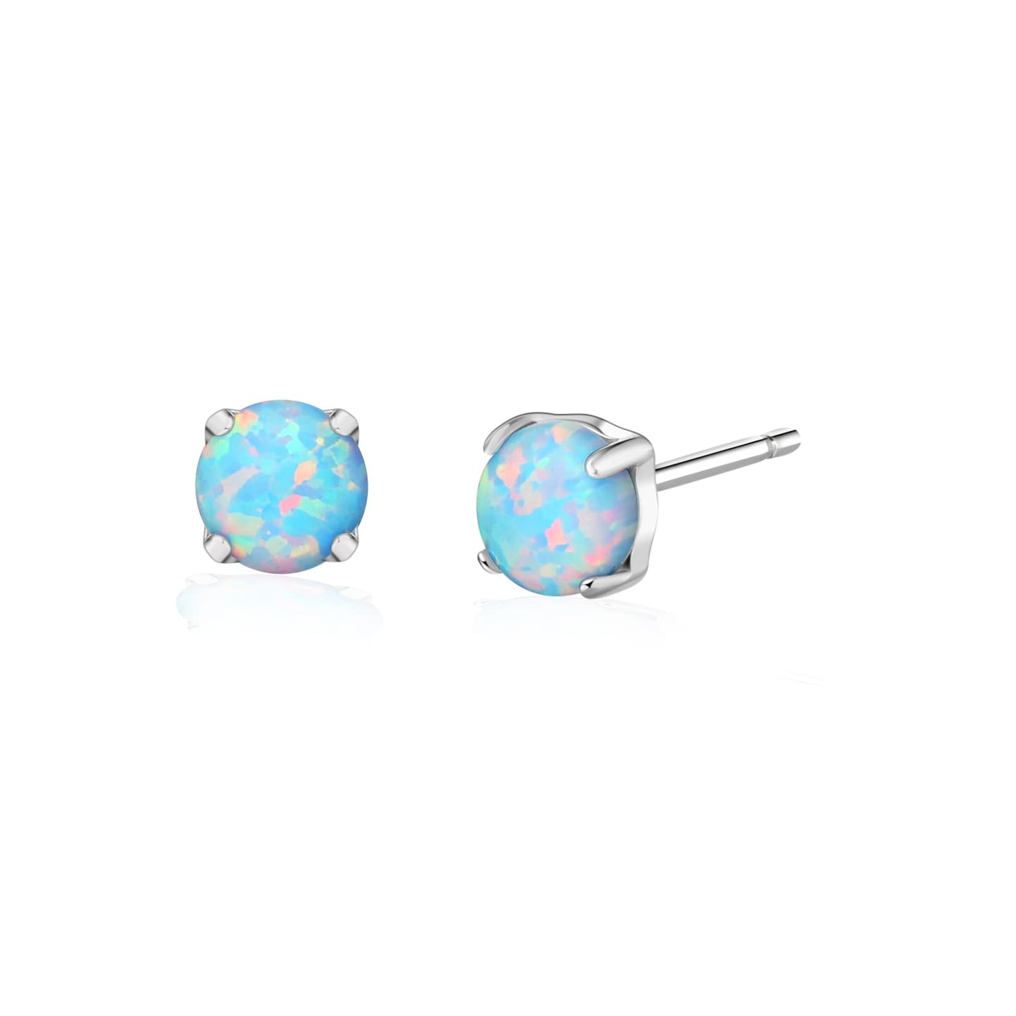 Opal/Moonstone Cat's Eye Blue Turquoise Stud Earrings Pure Titanium Hypoallergenic Earrings Stud Earrings Implant Grade Delicate Jewelry For Sensitive Ears