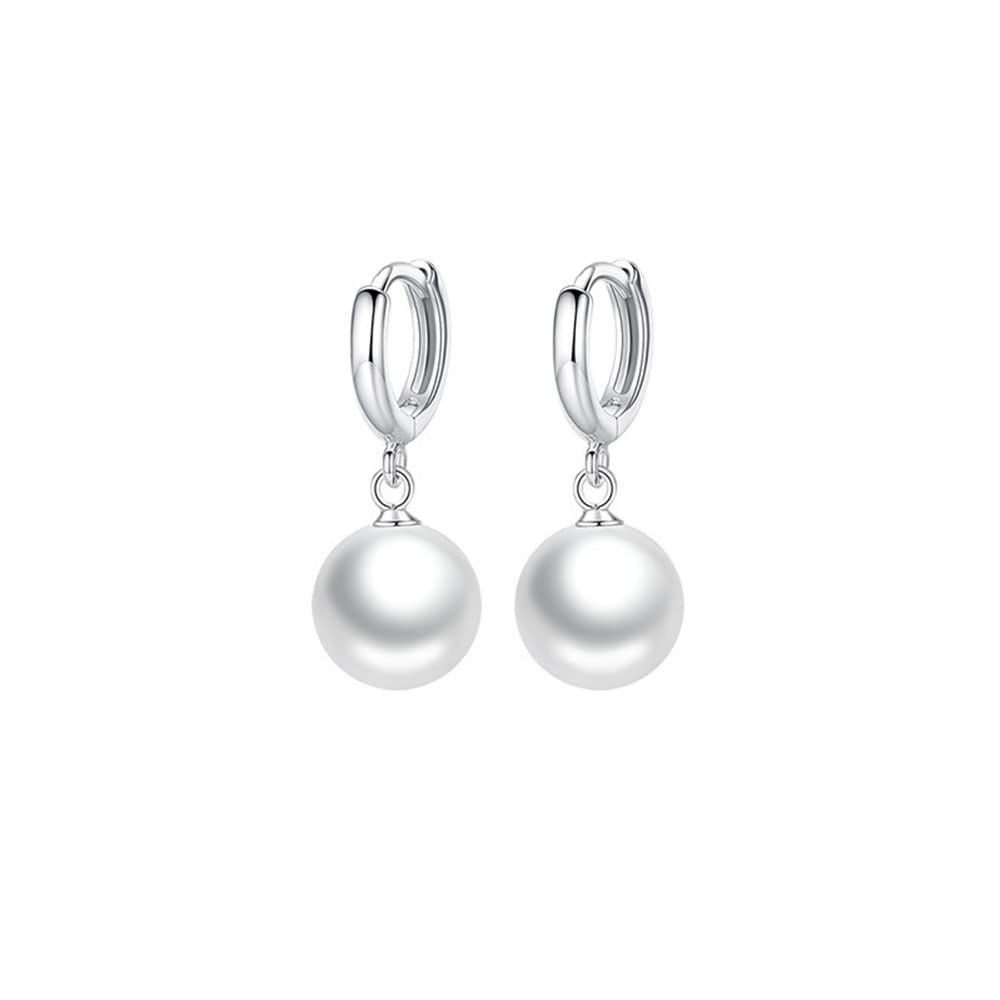 Pearl Fashion Earrings Women's Selected AAAA+ Natural Freshwater Round Pearl Sterling Silver Jewelry Hypoallergenic Mom Earrings Wedding Diamond Christmas Holiday gifts