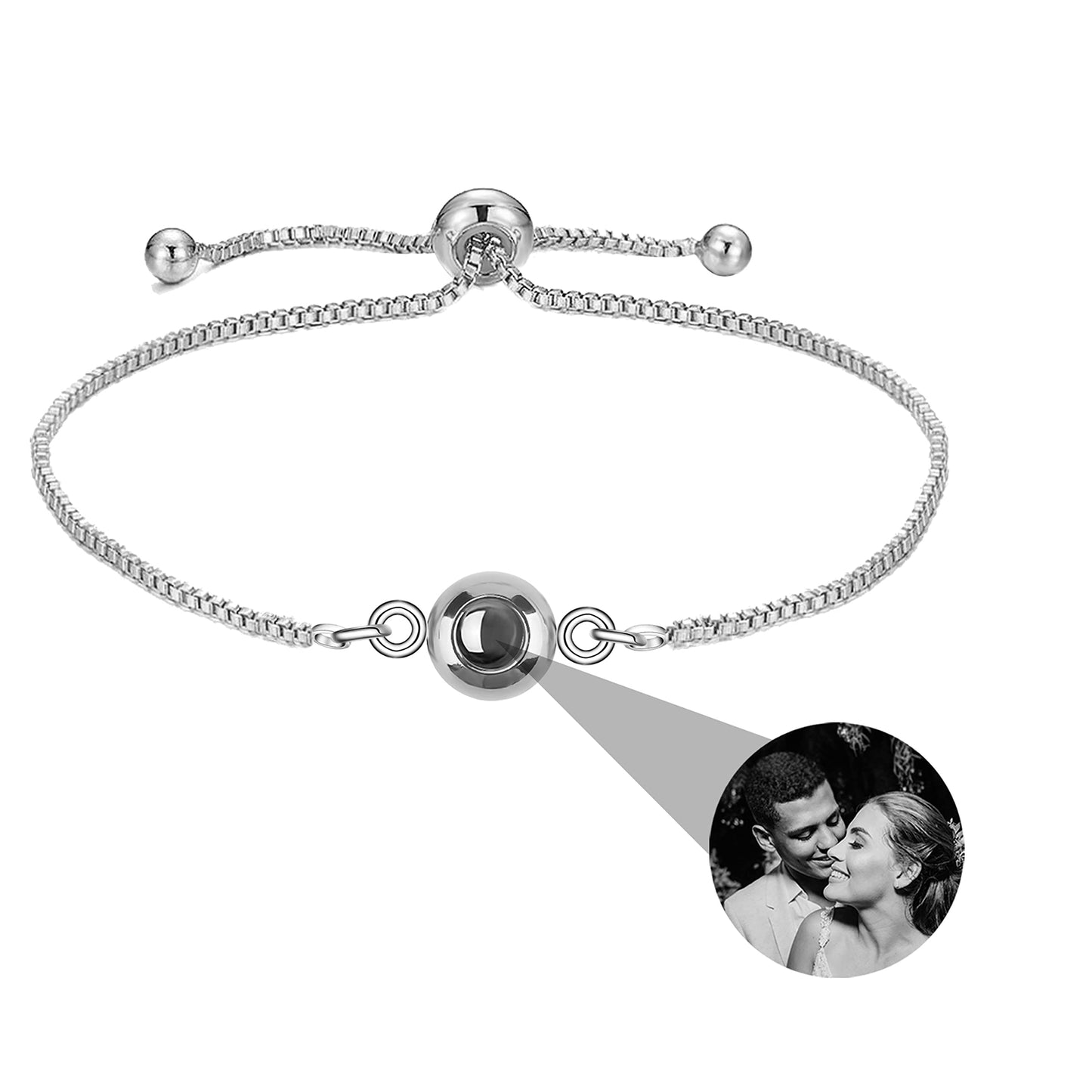 Custom Photo Bracelet Personalized Photo Projection Bracelet Circle Photo Bracelets with Picture Inside for Women Men Couple Best Friend gife