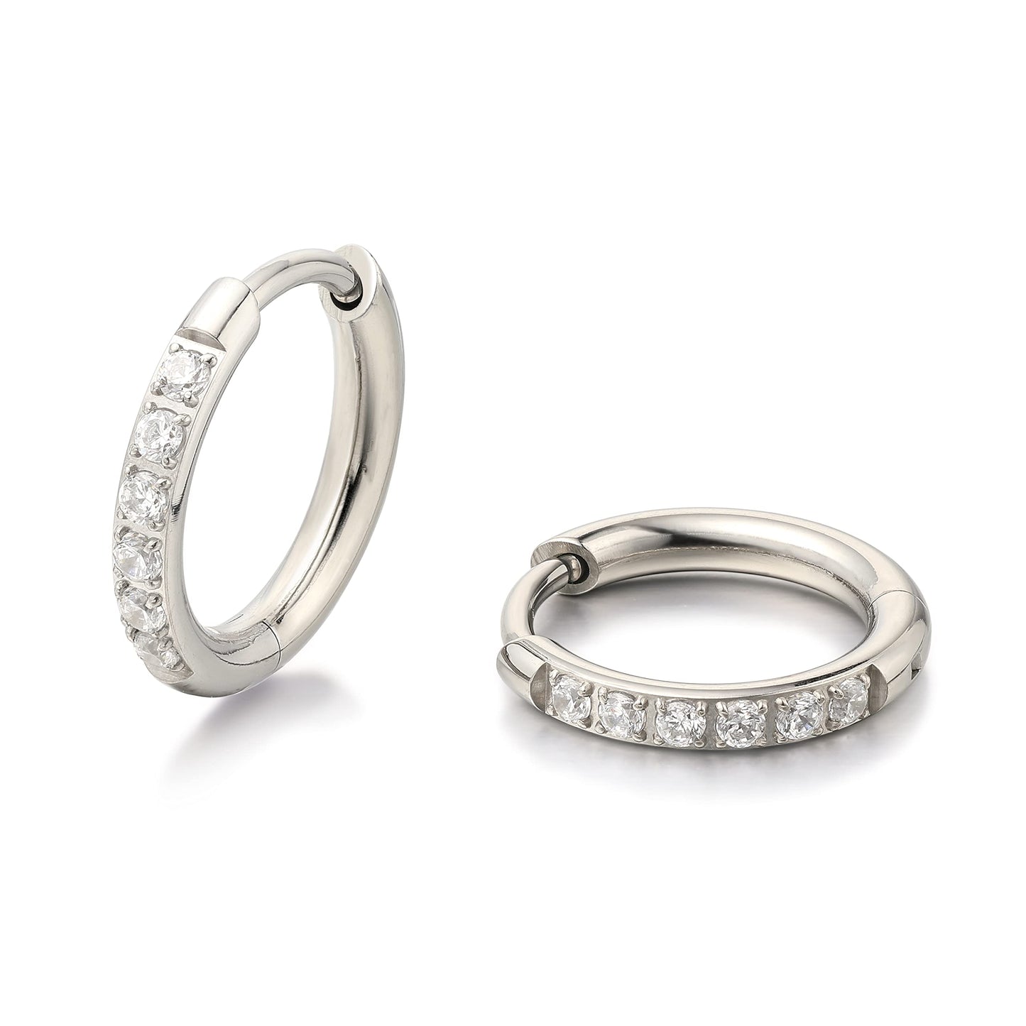 G23 Pure Titanium Pairs Small Huggie Hoop Earrings Hypoallergenic Lightweight Cartilage Hoops Small Cubic Zirconia Cuff Earrings Mini Piercing Jewelry for Women Girls Teen Holiday commemorative gifts