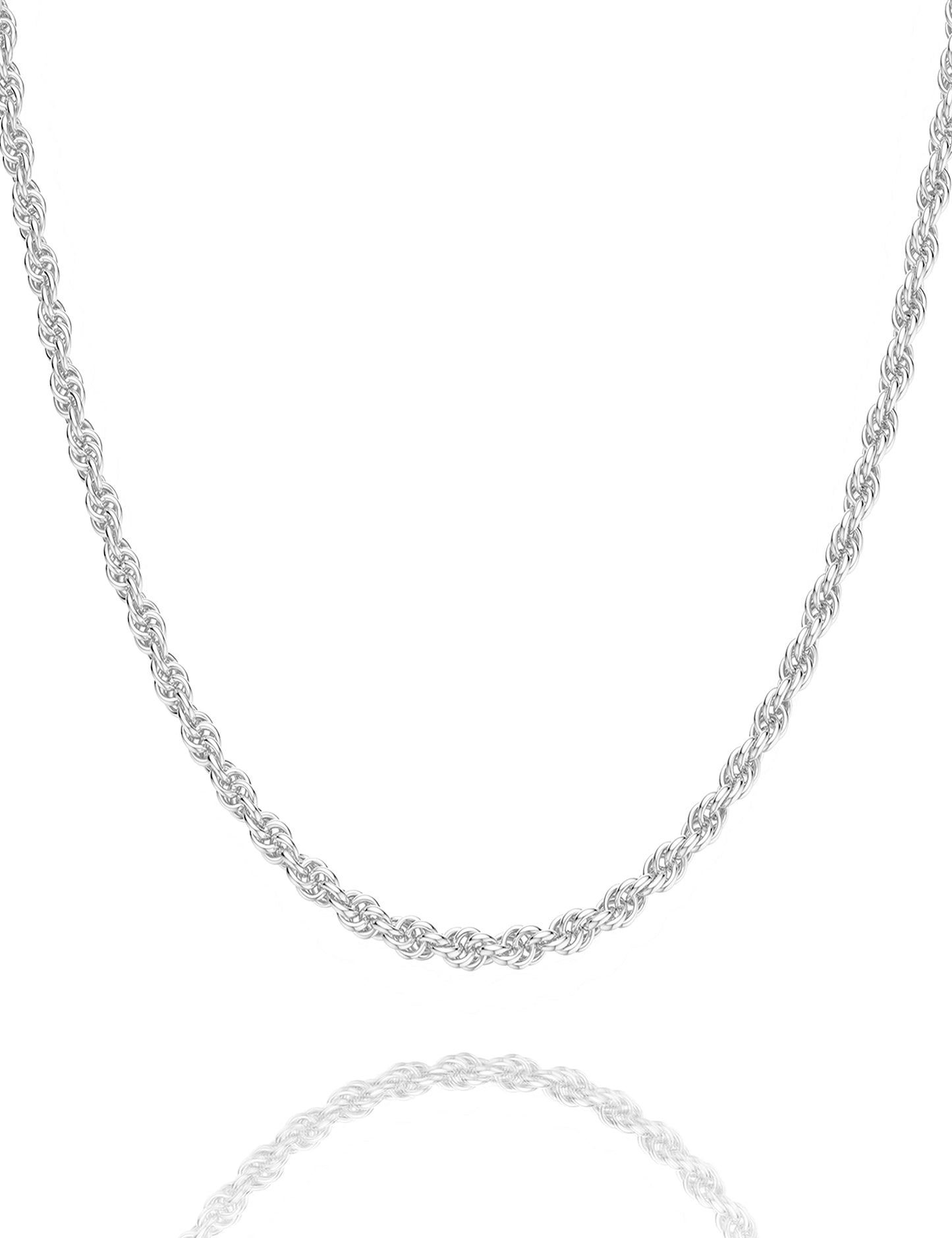 JSJOY 925 Sterling Silver Necklace Rope Chain Lobster Clasp 2/2.5/3/4/5mm Gold/Silver Chain for Men Women Silver Necklace Chain 16-30 Inches