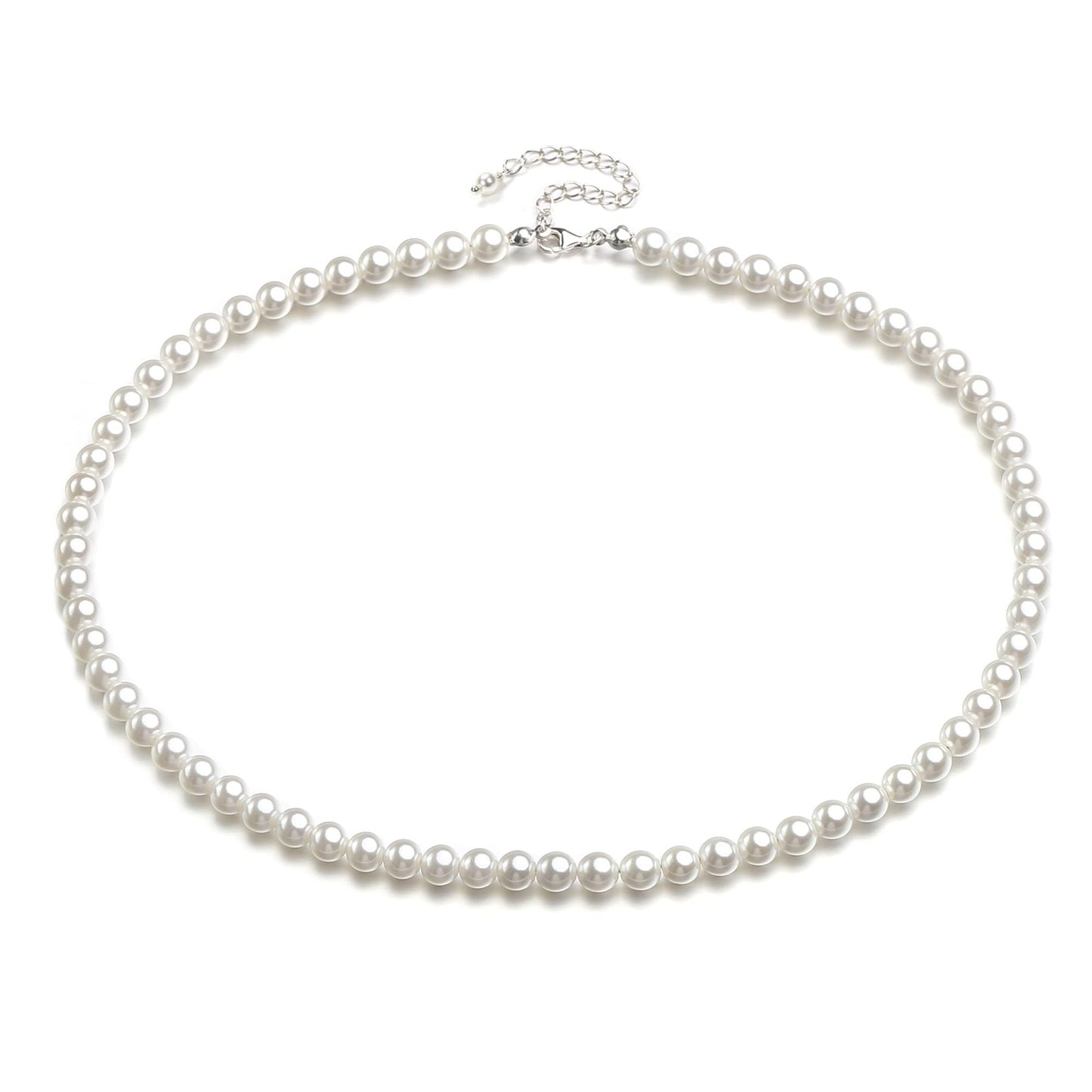 Pearl Necklace for Men Women, Choker Necklace 6mm 8mm White Round Fashion Classic Christmas Day Gift
