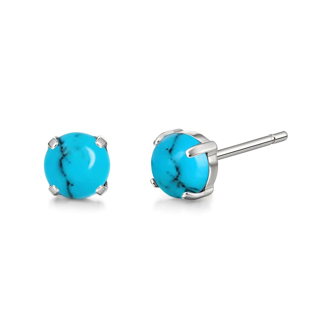 Opal/Moonstone Cat's Eye Blue Turquoise Stud Earrings Pure Titanium Hypoallergenic Earrings Stud Earrings Implant Grade Delicate Jewelry For Sensitive Ears