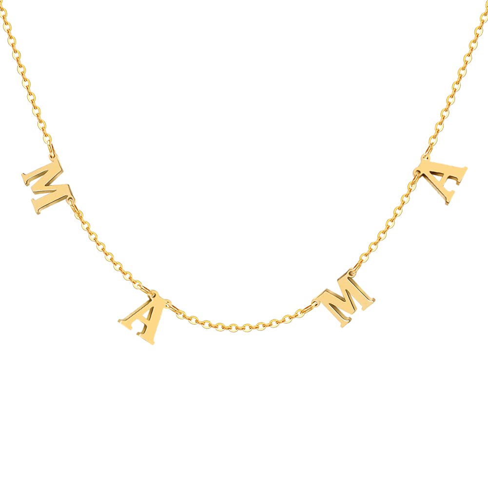 JSJOY Custom Initial Necklace, Personalized Name Necklaces for Women 14K Gold Plated Letter Necklace Name Necklace Mama Necklace | Graduation Gifts Birthday Gifts for Women Girl