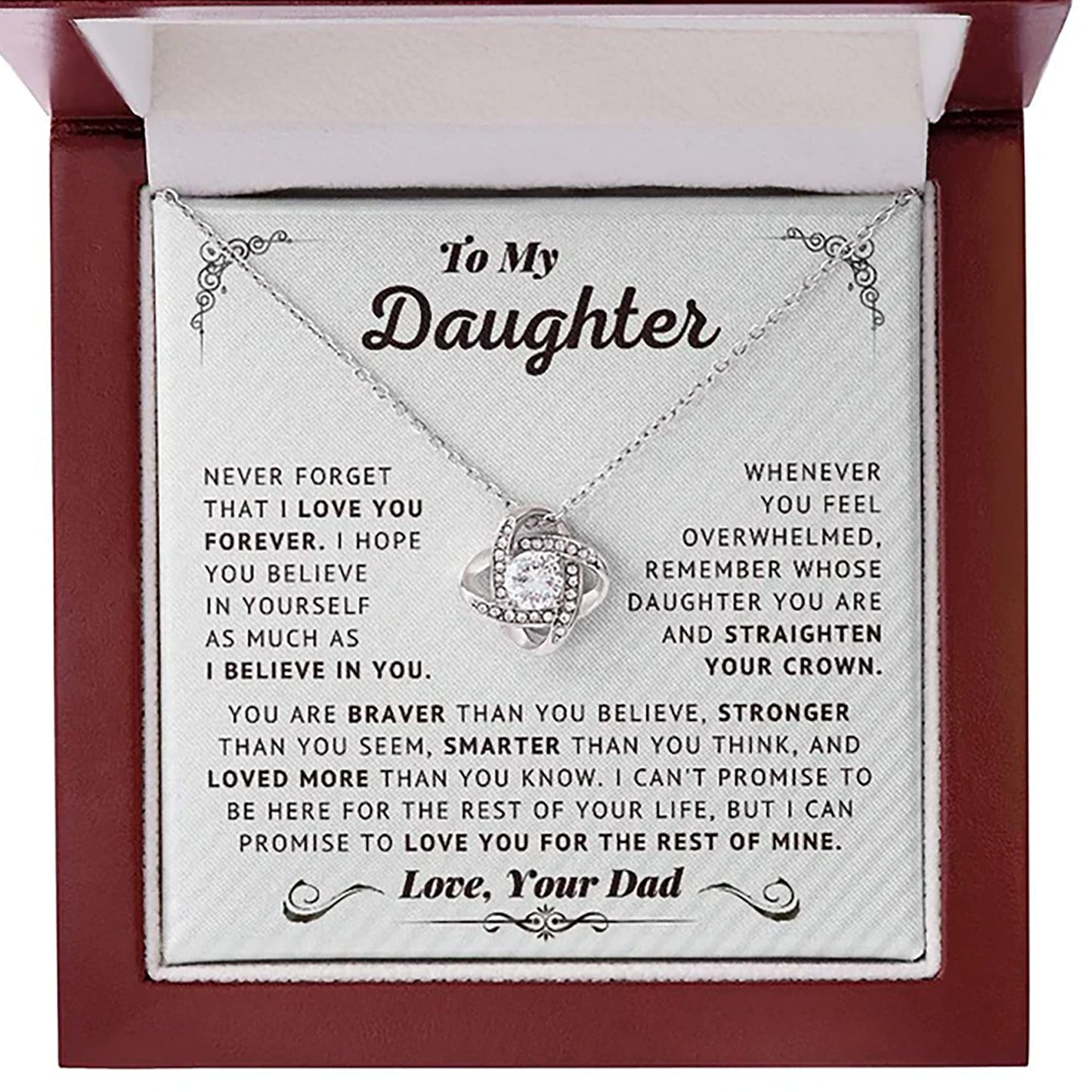 Daughter Gifts From Dad - To My Daughter Necklace From Dad Believe In Yourself Love Knot Necklace Gifts For Daughter On Birthday Gifts For Daughter Father Daughter Gifts Christmas Graduation Valentine Idea Gifts