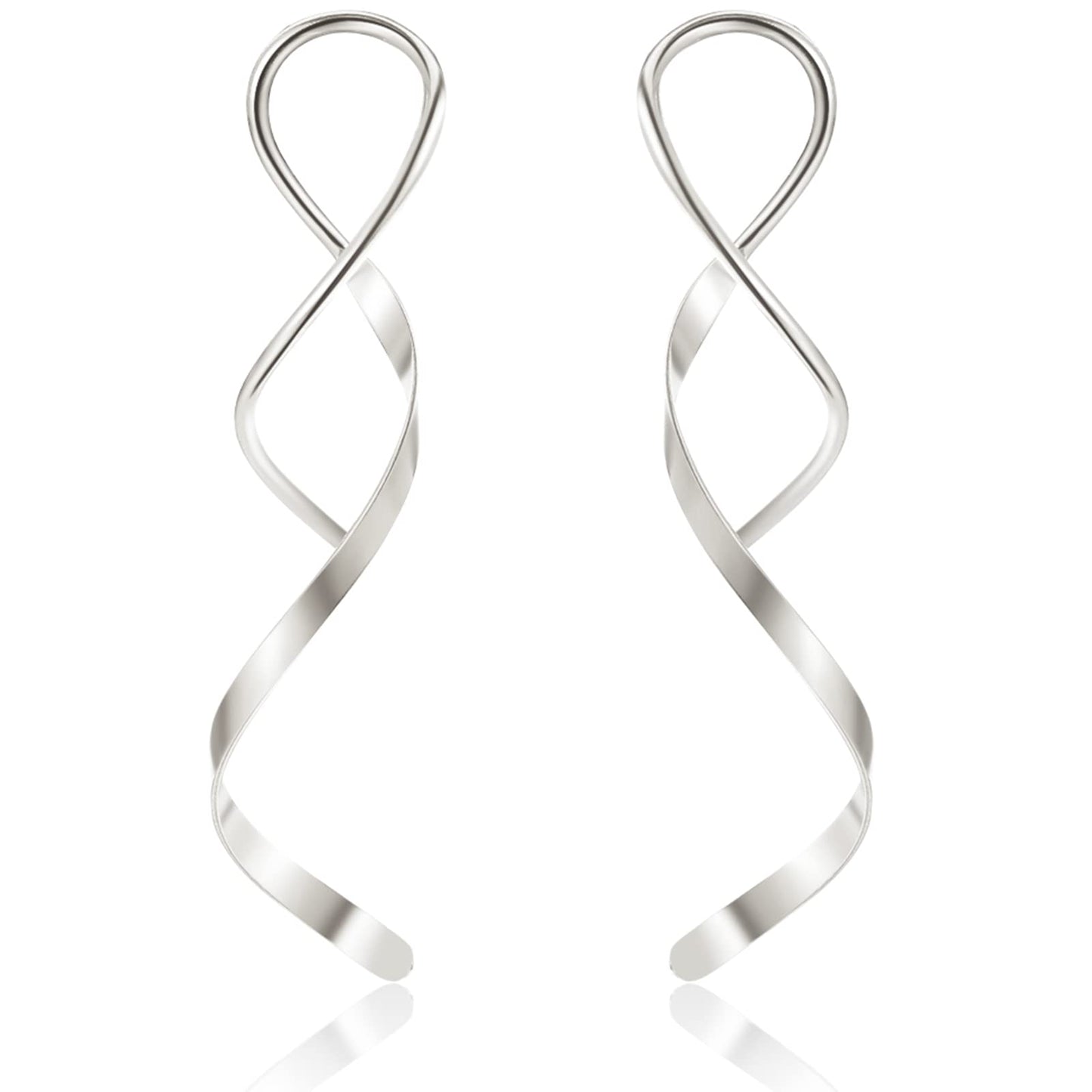 JSJOY Earrings for Women Spiral Threader Earrings Stainless steel Handmade Twisted Curved Pull Through Silver Gold Drop Dangle Earrings Jewelry for Women
