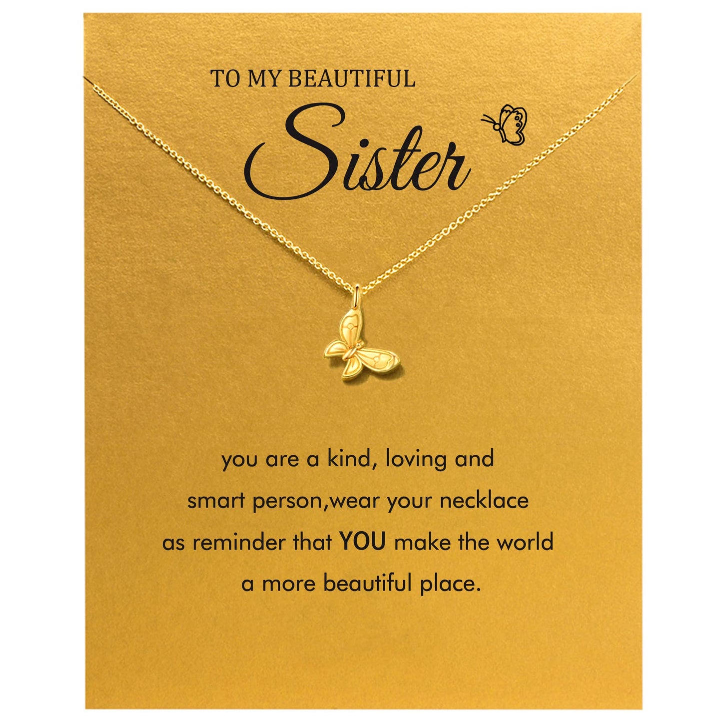 JSJOY Sister Gifts from Sisters Sister Necklaces Best Friend Necklace for Women Girls Christmas, Birthday Graduation Gifts with Gifts Card