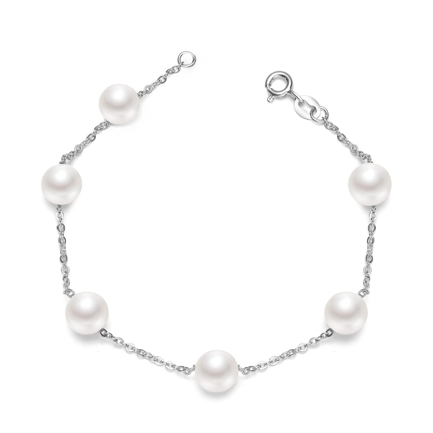 Pearl Bracelet for Women 6-7mm S925 Sterling Silver Freshwater Cultured Pearl Bracelets for Women Girl Mom 7 Inche Precious holiday gifts