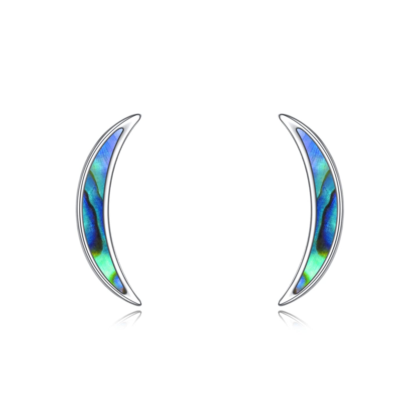 JSJOY Ear Crawler Climber Earrings Sterling Silver Rose Flower Crescent Moon Stud Earrings for Women Girls Jewelry Gifts