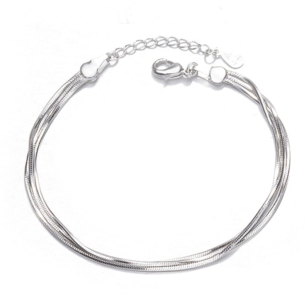 JSJOY Silver Bracelet for Women Teen Girls Love Heart Charm Chain Bracelet Bangle with Zircon Fashion Jewelry Gifts