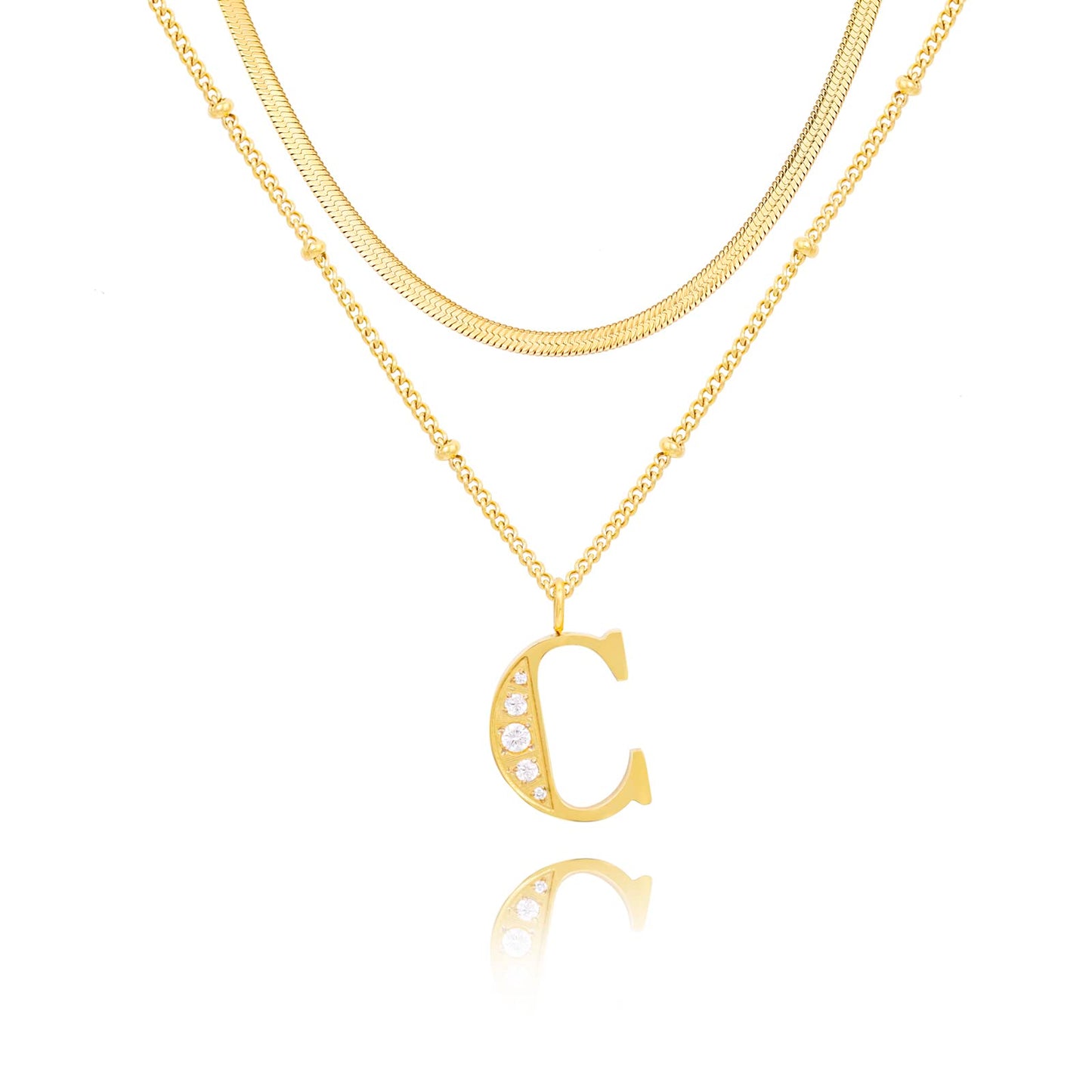 Dainty Gold Initial Necklaces For Women Trendy 14K Gold Chain Layered For Women With Initial Pendant Necklace Personalized Diamond Letter Necklace Jewelry For Women gift