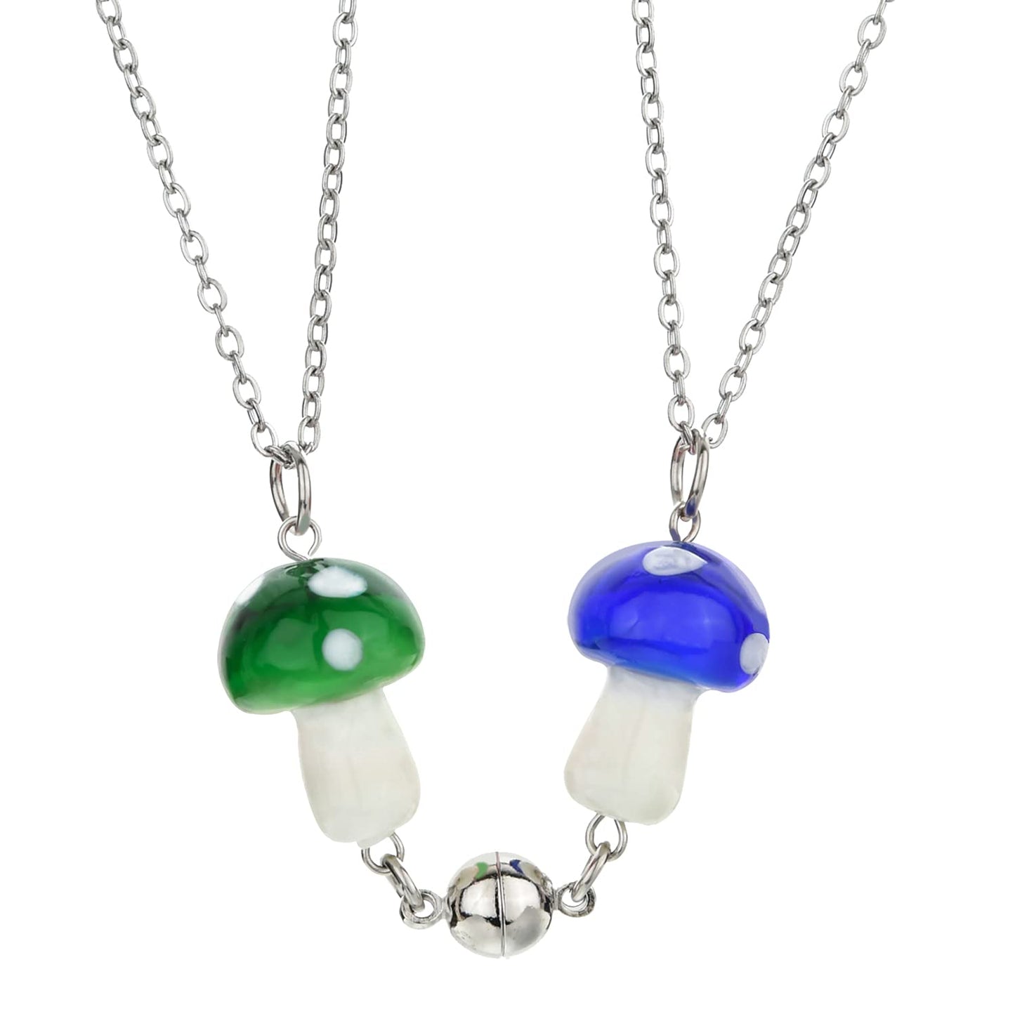 JSJOY Magnetic Mushroom Necklaces Cute Friendship Birthday Gifts for Women Teen Girls BFF Jewlery for Best Friends Bestie Sister