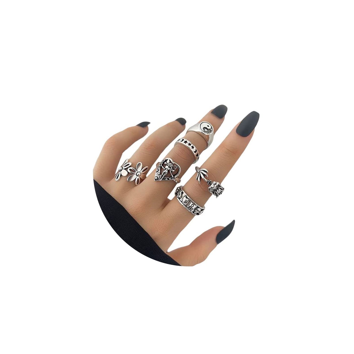 JSJOY Gold Stacking Rings for Women Butterfly Knuckle Rings Snake Rings Moon Star Rings Heart Stacking Rings for Girls