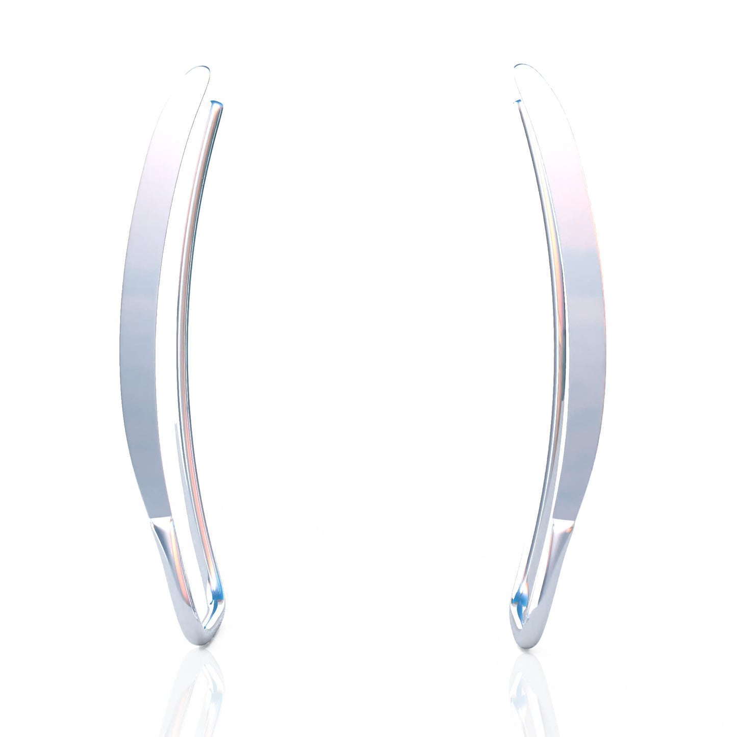 JSJOY Earrings Sterling Silver Ear Climbers Long Curved Bar Studs Ear crawlers,Ear Jackets
