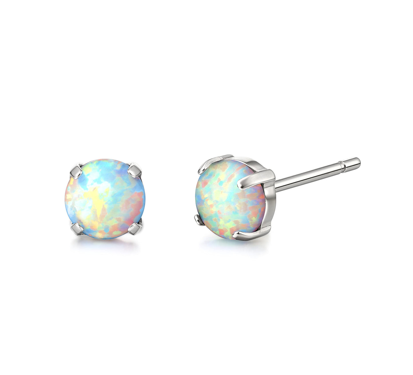 Opal/Moonstone Cat's Eye Blue Turquoise Stud Earrings Pure Titanium Hypoallergenic Earrings Stud Earrings Implant Grade Delicate Jewelry For Sensitive Ears