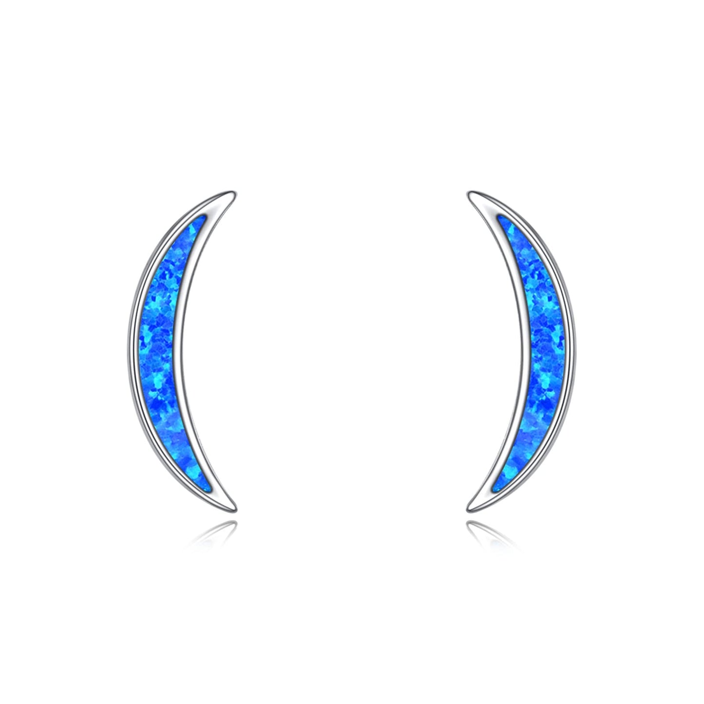 JSJOY Ear Crawler Climber Earrings Sterling Silver Rose Flower Crescent Moon Stud Earrings for Women Girls Jewelry Gifts