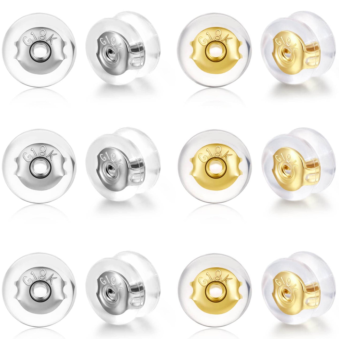 Sterling Silver Locking Secure Earring Backs for Studs Silicone Earring Backs Replacements for Studs Droopy Ears No-Irritate Hypoallergenice Earring Backs for Adults&Kid